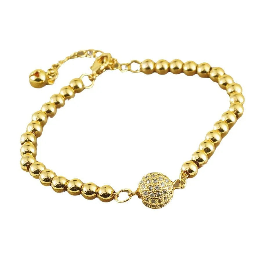 Copper plastic heart-shaped bracelet for women with round zircon stones and an electroplated finish.