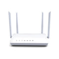 Portable 300 metre WiFi router in black or white with 4 LAN ports and compact metal design