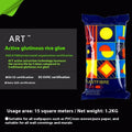 Three rolls of Glue E clean smell, formaldehyde-free glutinous rice wallpaper adhesive on a white background.