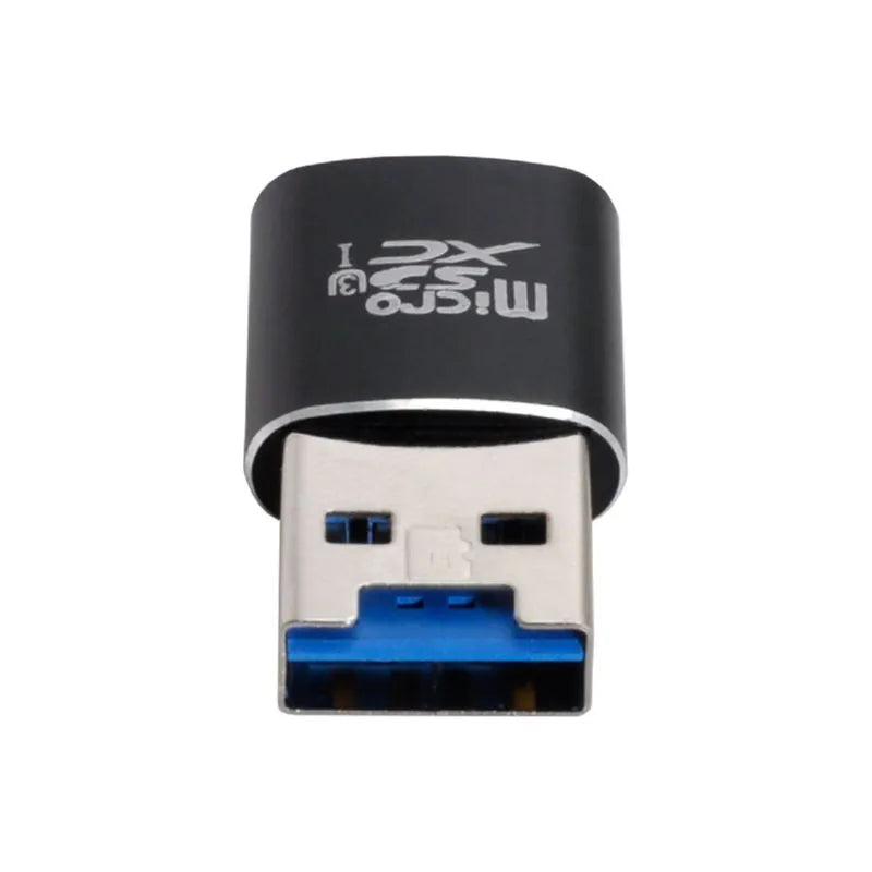 Black USB 3.0 card reader for Micro SD memory cards with ABS plastic housing