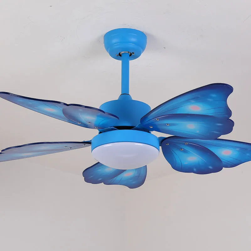 Modern chandelier with remote LED invisible electric fan, acrylic shade, wooden blades, 42-inch diameter DC motor