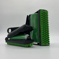 Yellow and green portable washable hair remover with adhesive roller for pet hair and lint.
