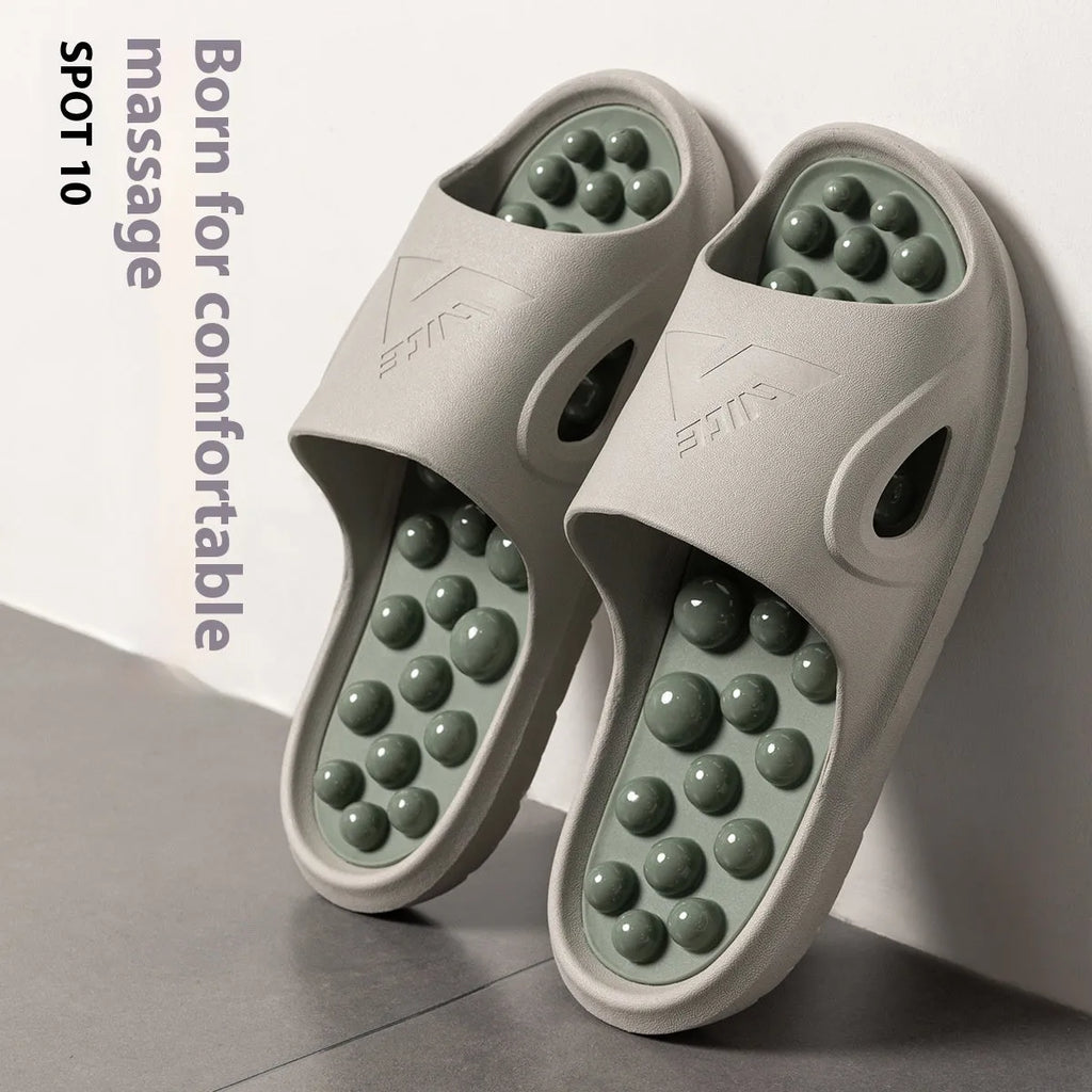 Non-slip PVC ball massage sandals with grape-particle nodes for bathroom use, purple colour