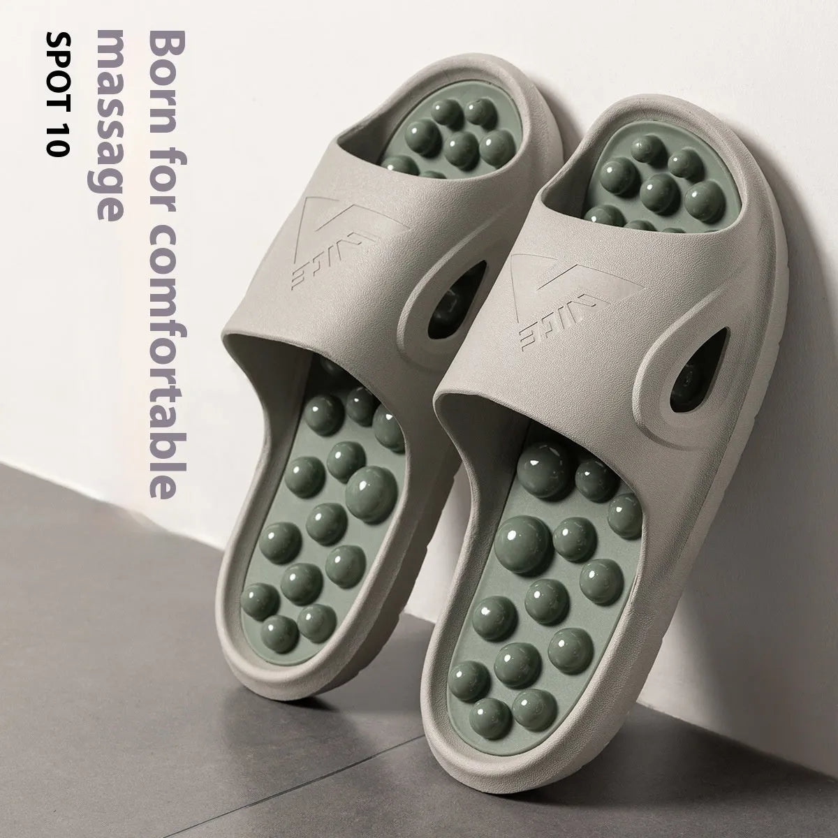 Non-slip PVC ball massage sandals with grape-particle nodes for bathroom use, purple colour