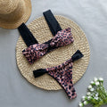 Bikini leopard print tube top split women's suit set in C3534 black or leopard print