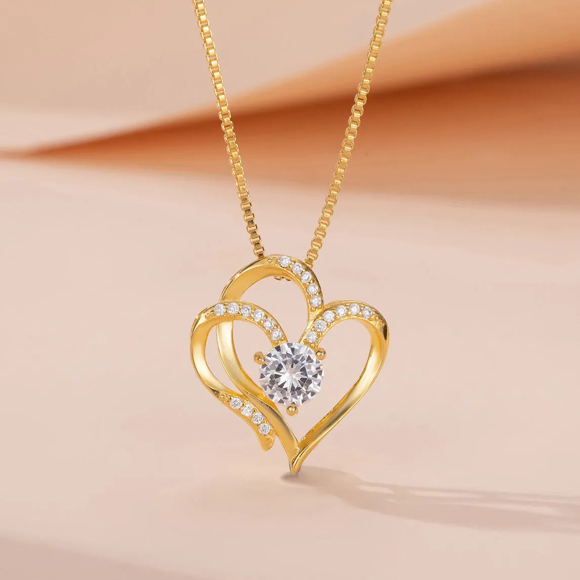 Women's 925 silver heart necklace in rose, white, or yellow gold plating