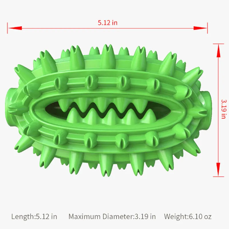 Green cactus-shaped dog toothbrush chew toy for medium large breed dental cleaning