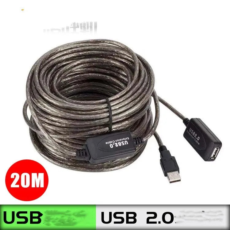 USB high speed data cable with chip 5m transparent black copper wire extension male to female