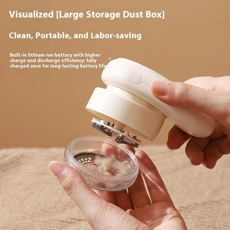 Beige and purple digital fur ball trimmer lint removers with replacement cutter heads on a table.