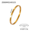 Retro Roman numeral titanium steel gold-plated bracelet with diamond accents on wrist