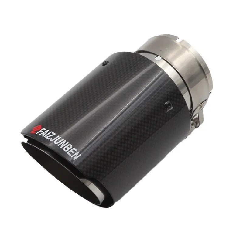 Carbon fibre stainless steel car exhaust pipe modification with straight edge finish for DIY universal fit