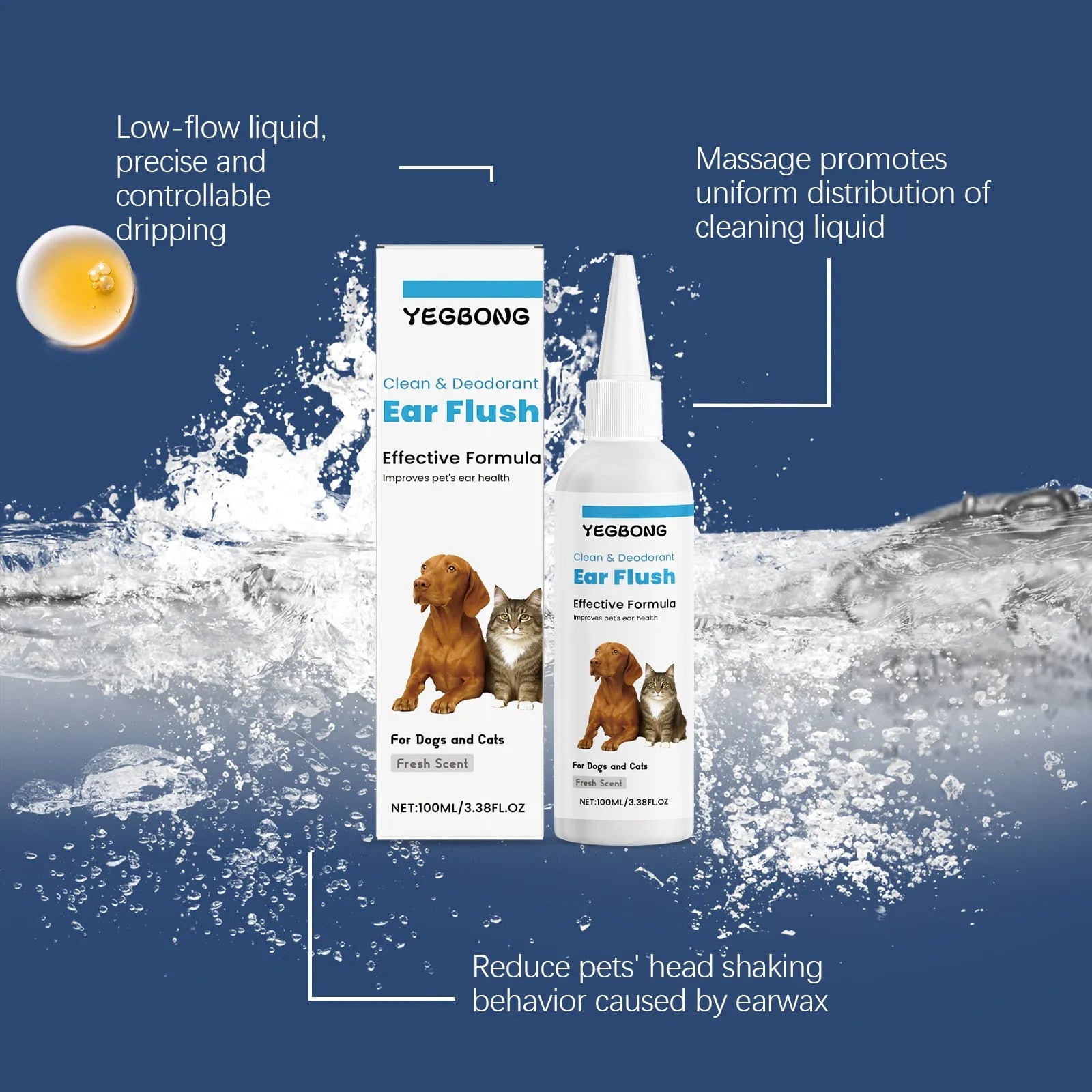 100ml bottle of gentle ear cleaner for wax removal in dogs and cats