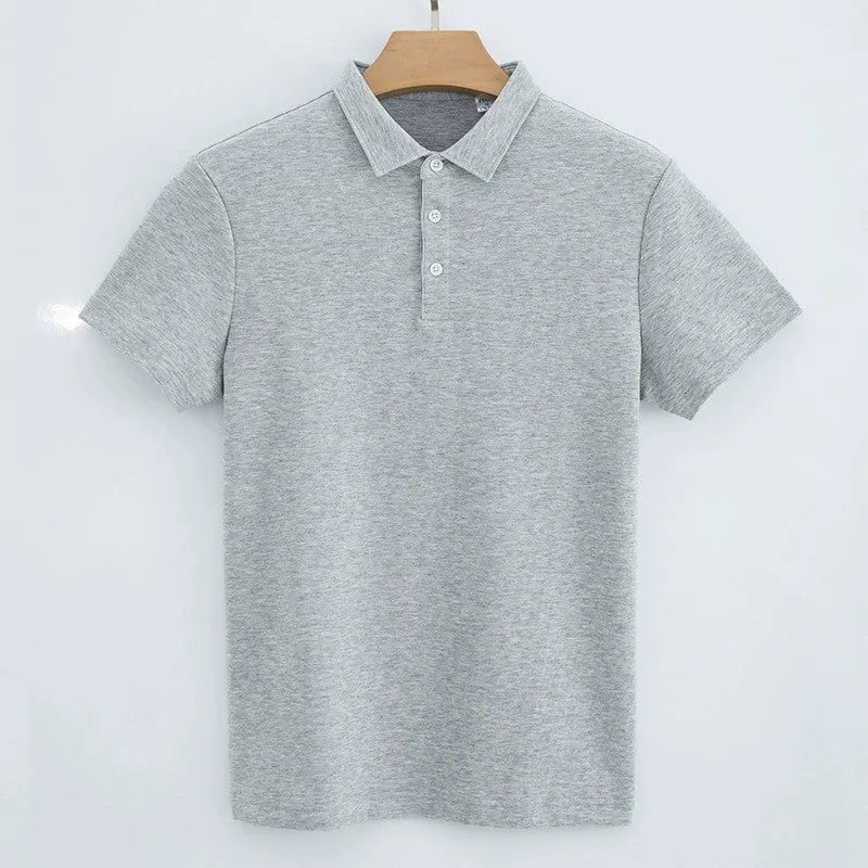 Men's 230g double-sided cotton polo shirt in solid colour, short sleeve, air layer fabric, front view