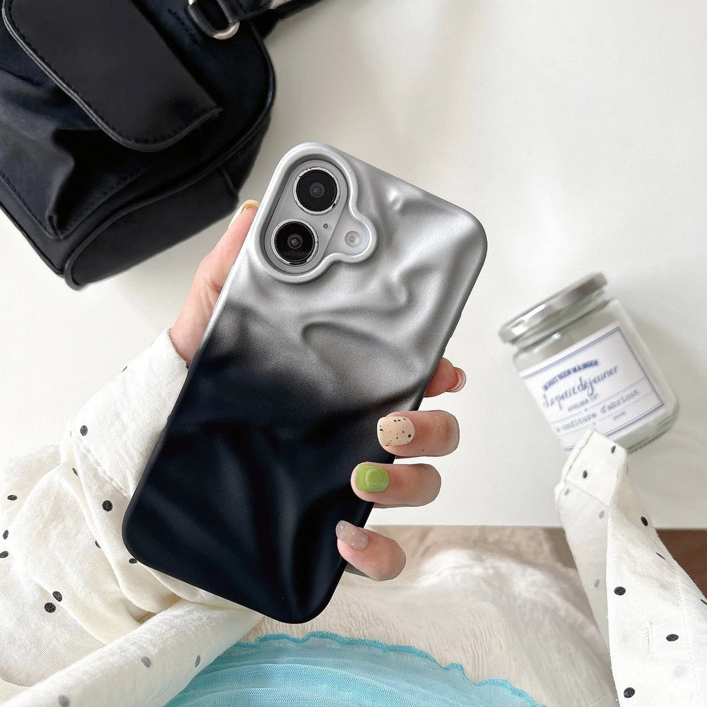 TPU gradient wave pattern phone case with oil filling, anti-fall and anti-fingerprint, for iPhone 13-16 series