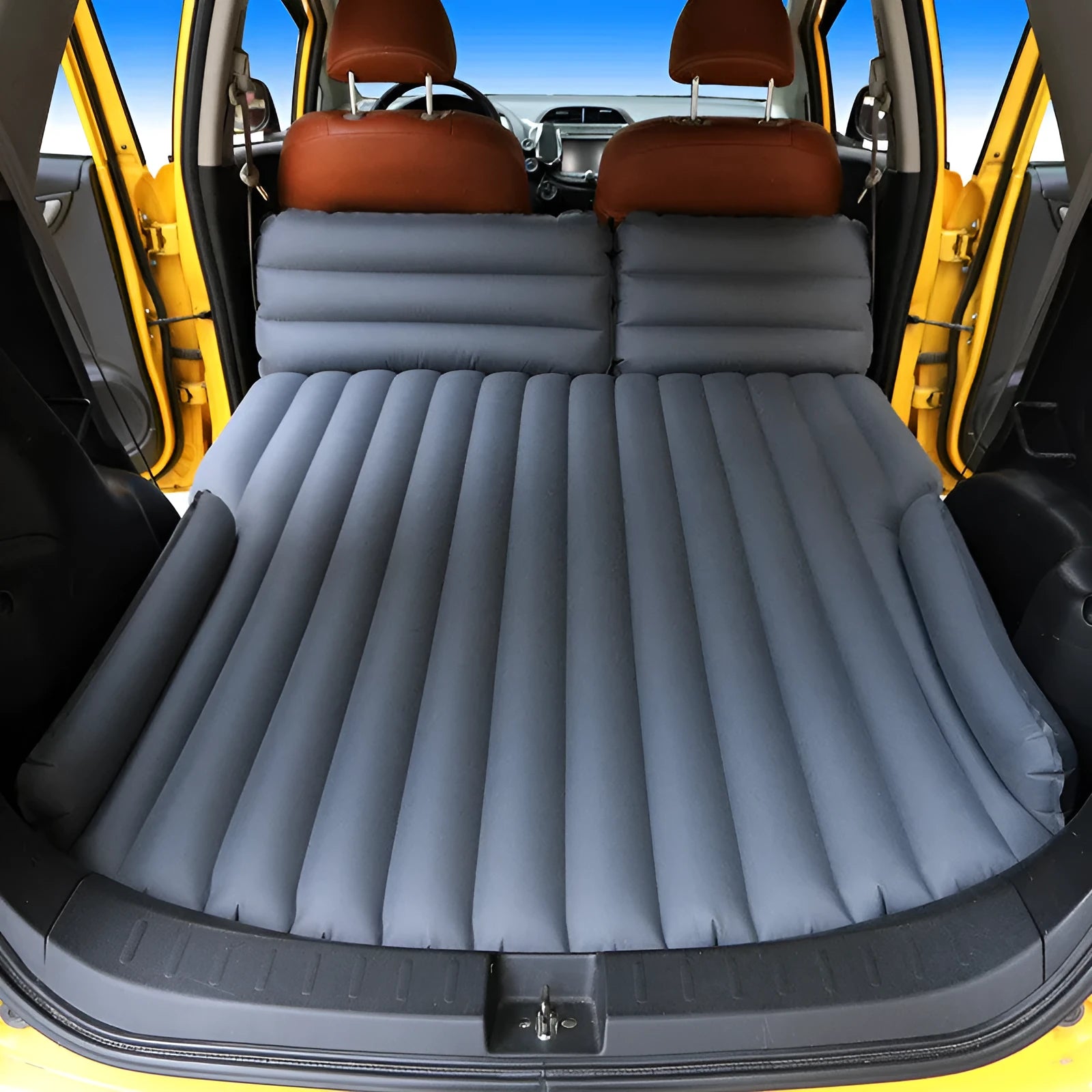 Inflatable bed for hatchback car accessories with flocking fabric and storage bag