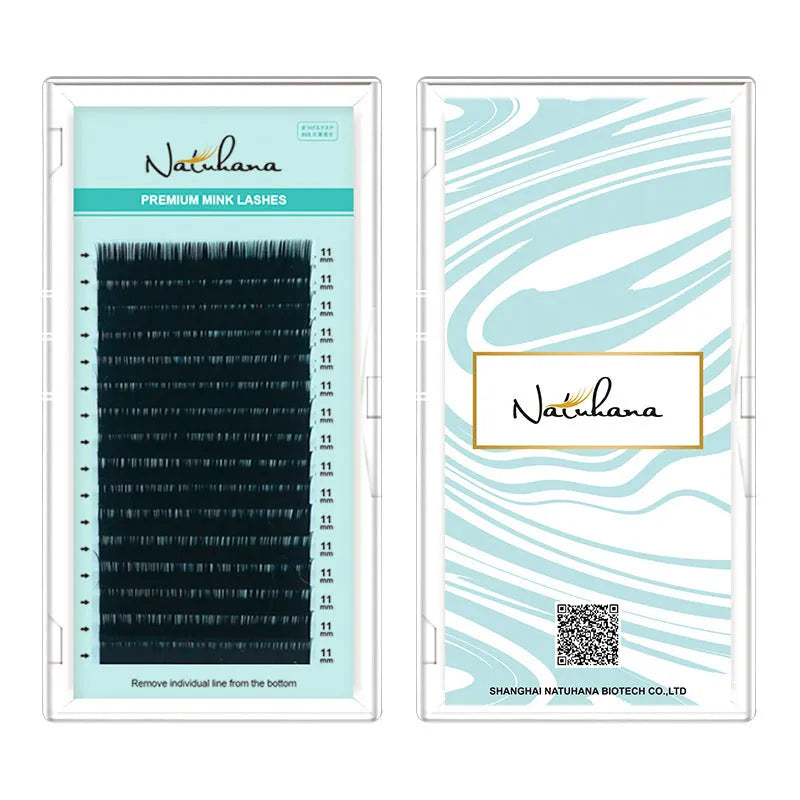 Artificial fibre false eyelashes with soft velvet texture showing length options from 7mm to 15mm