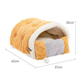 Arctic fleece semi-enclosed cat nest in game console shape, 42x37x32cm, with optional 65x50cm sleeping pad.