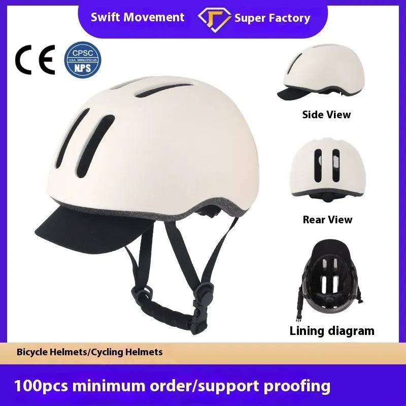 Adult cycling helmet for city leisure, white, size L 58-61cm, PC EPS construction