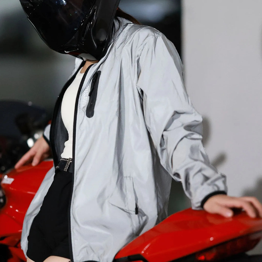 Waterproof polyester long sleeved top in BL220 Silver colour showing European sizing options