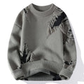 Fashion casual round neck loose men's polyester sweater in black, gray, and green, sizes M to 4XL