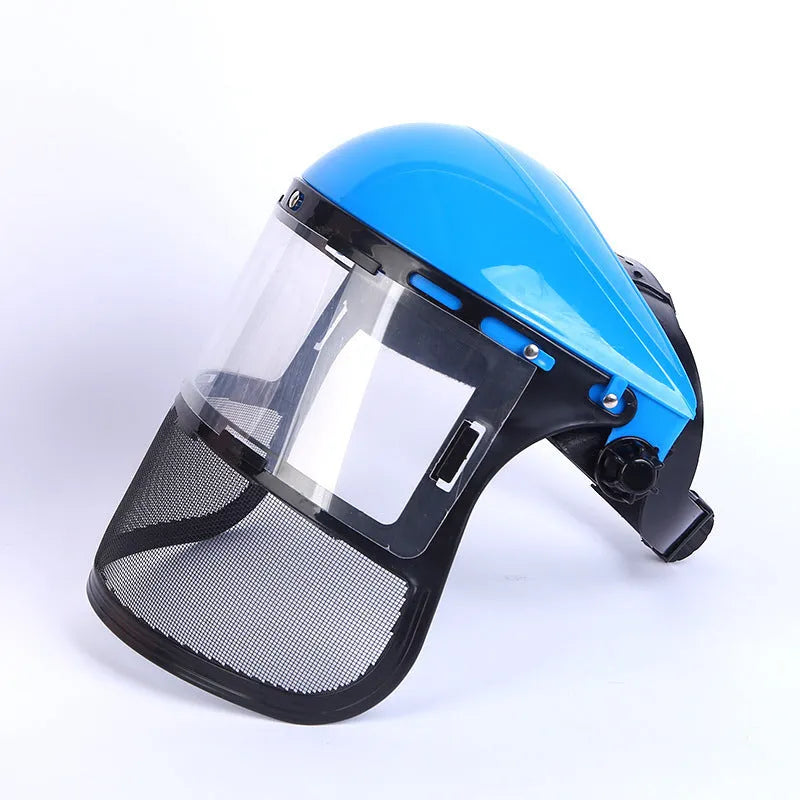 Transparent PVC anti-splash anti-impact face shield with head strap, 1.8mm thickness, for garden and construction use