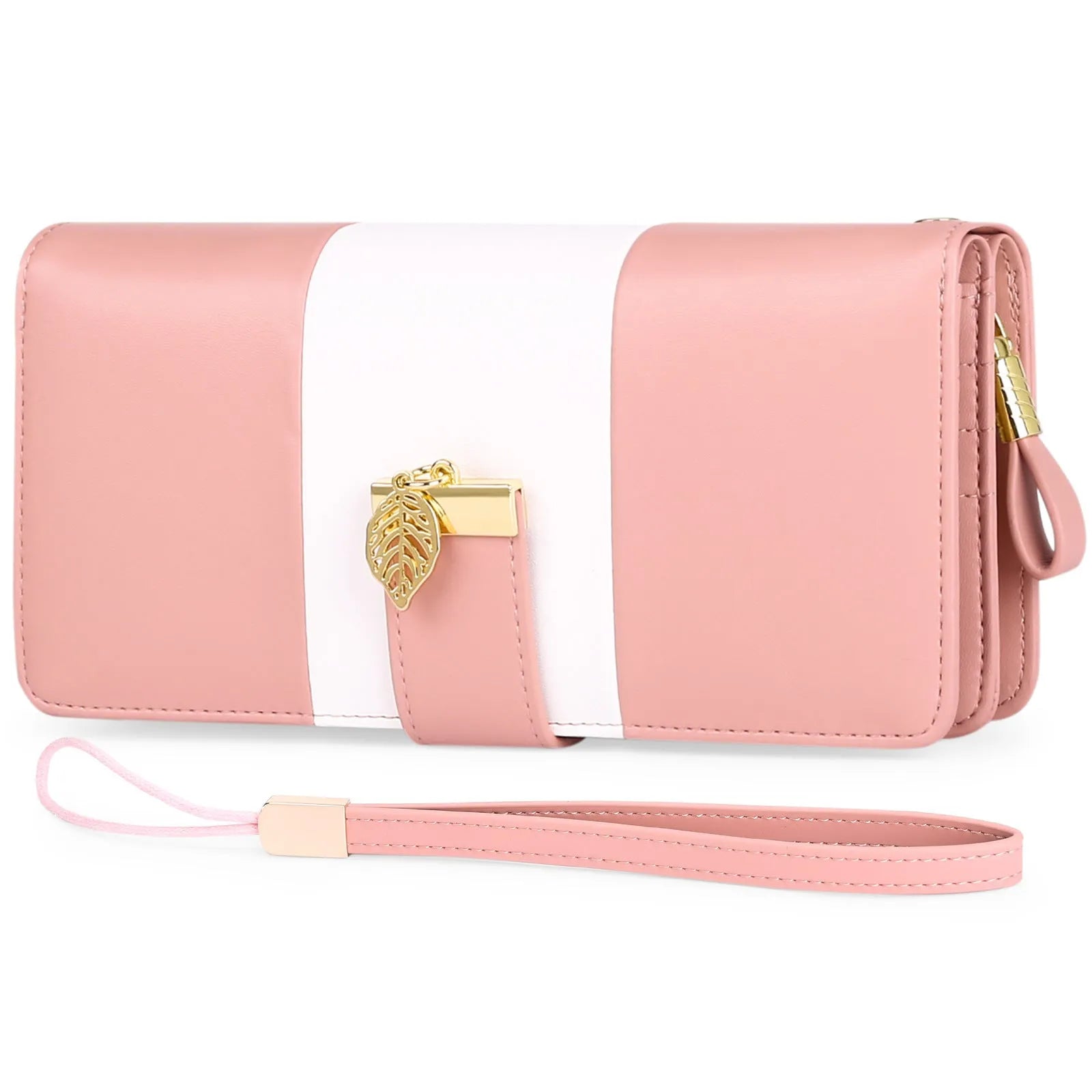 Midnight black PU leather anti-theft clutch bag with a silver lock on the zip, shown open to reveal RFID-blocking card slots.