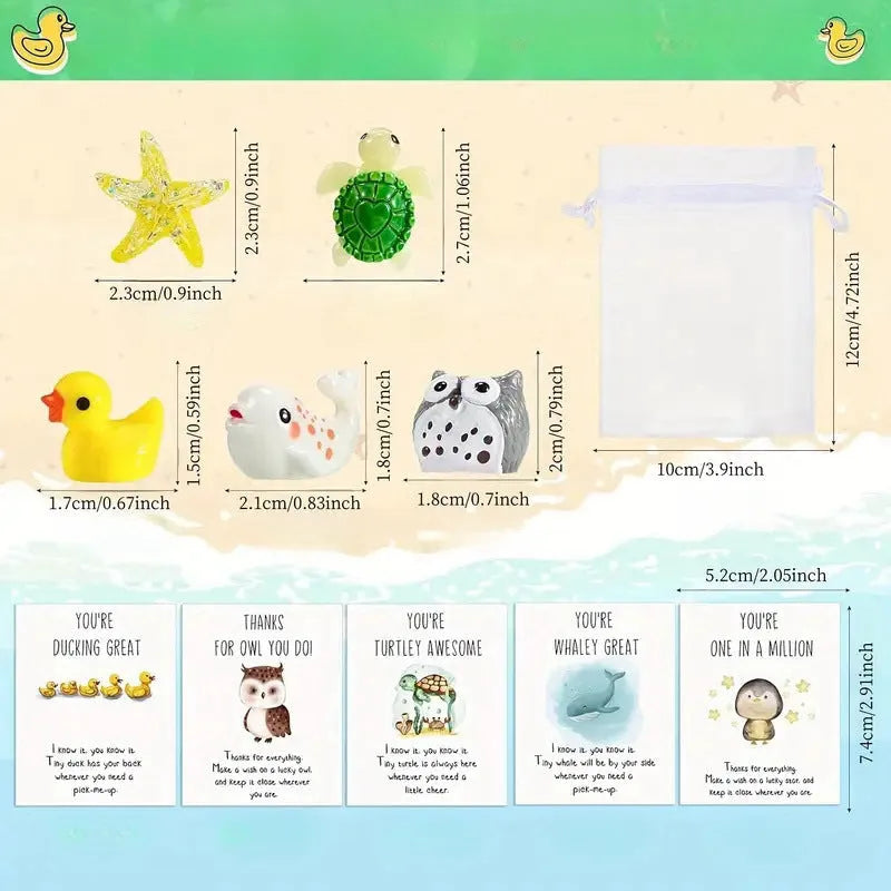 Resin motivational greeting cards with pun inspirational text in various set sizes