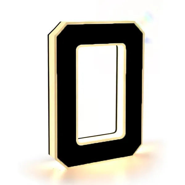 Waterproof LED luminous acrylic house number character in electroplated finish, small size, for outdoor DIY address display