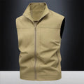 Men's casual polo shirt with stand-up collar in polyester blend fabric showing loose fit design