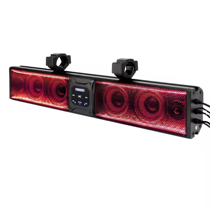 Beach car Bluetooth audio belt speaker system for golf carts and ATVs in three size options.