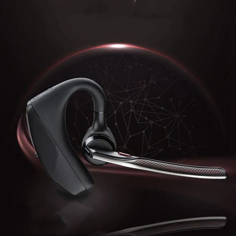 Black Bluetooth sports headphones with a large battery and call function display.