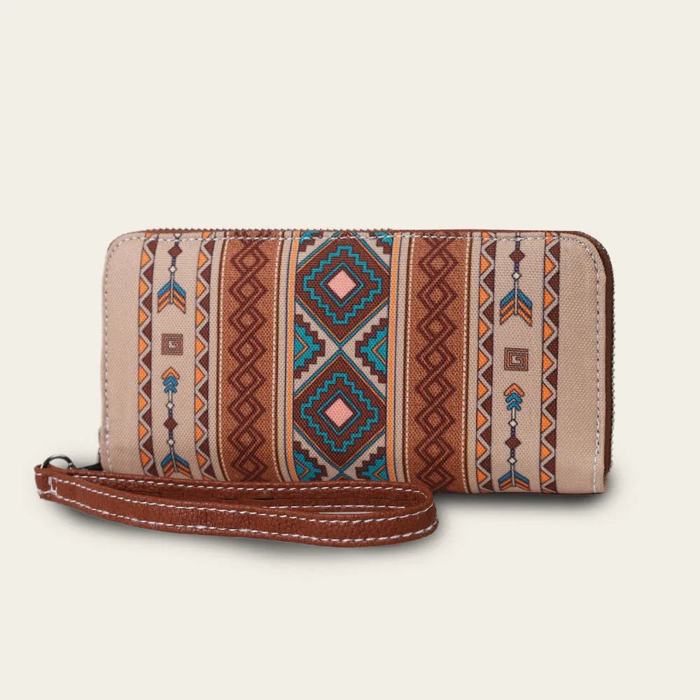 Bohemian stripe canvas RFID wallet with anti-theft protection in multiple colour options