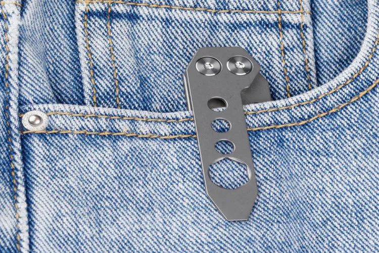 Titanium alloy multi-function crowbar tool with bottle opener in gun grey or stone wash finish