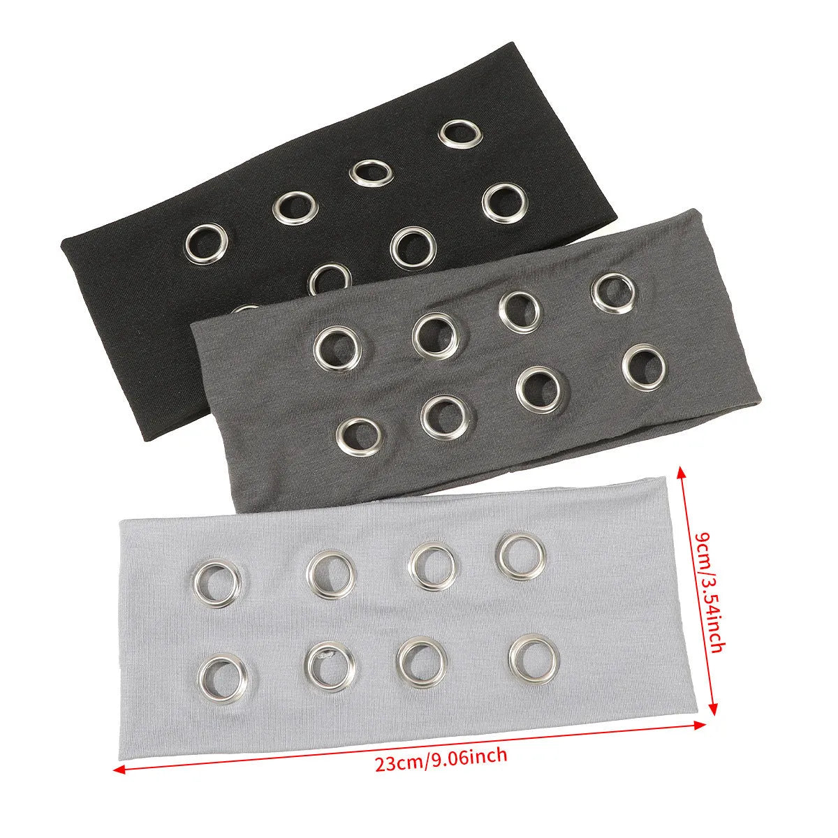 Punk metal circle pullover hair band in black with hollow metal design for exercise