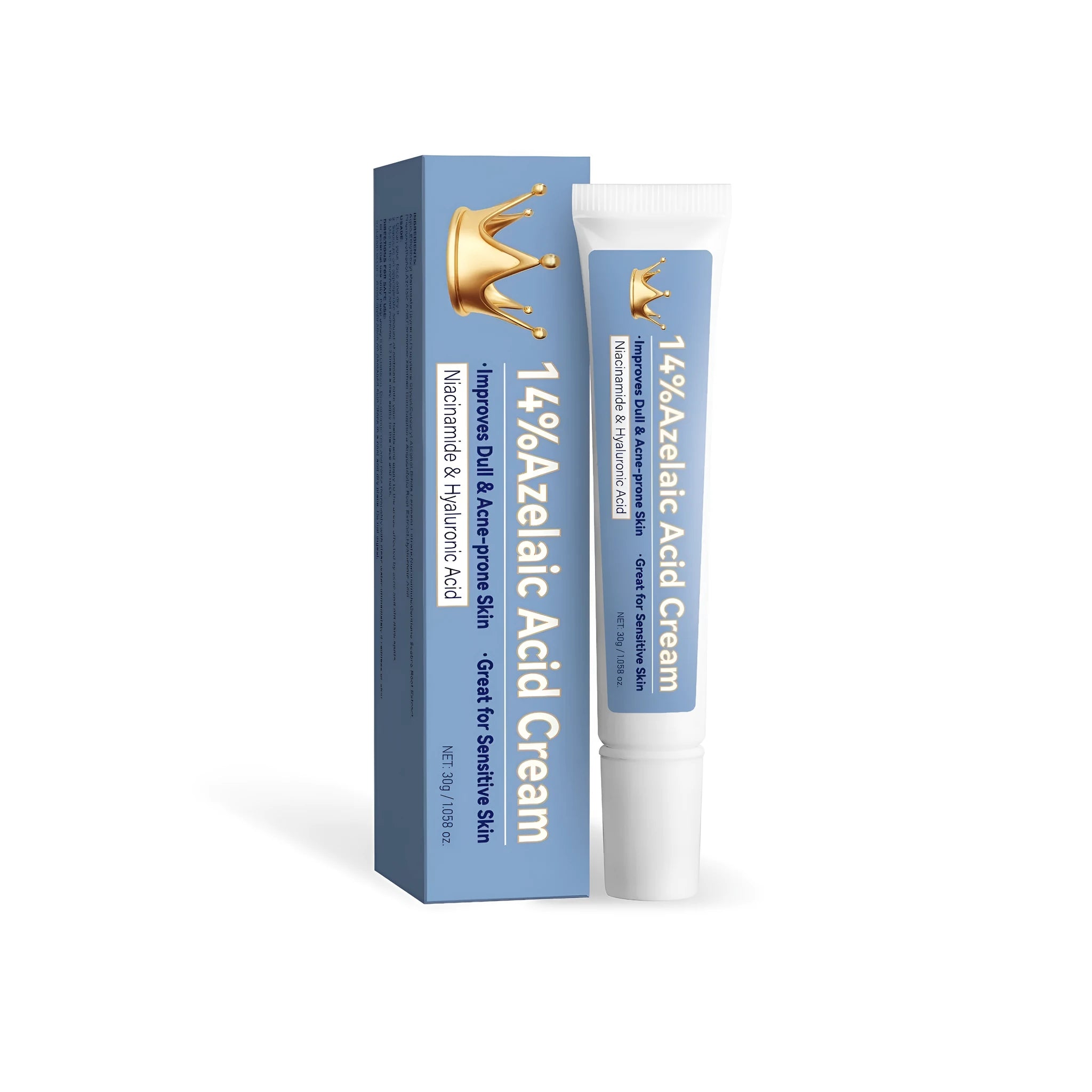 Blue azelaic acid neck cream in 20g packaging with compact colour box