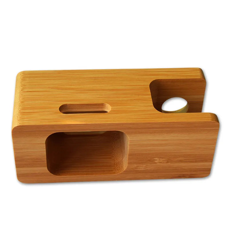 Bamboo smartphone stand 149mm desk organiser with carved wooden phone holder