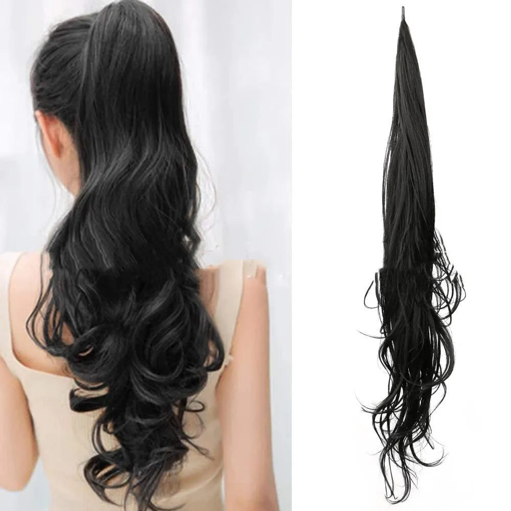 Long 32-inch chemical fibre ponytail wrap wig in colour 613 for ladies, horse tail style, non-hot dye