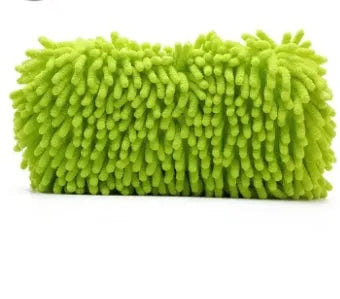 Silver green chenille car wash sponge measuring 14 by 25 centimetres