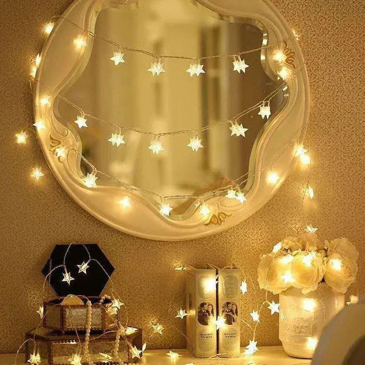 3-metre LED star light string with 20 warm white glass bulbs for outdoor holiday decoration