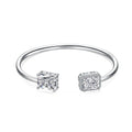 925 sterling silver opening bracelet with quadrilateral element, Korean style, 16cm size