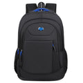 Solid colour Oxford cloth laptop backpack with curved shoulder straps and multi-layer compartments.