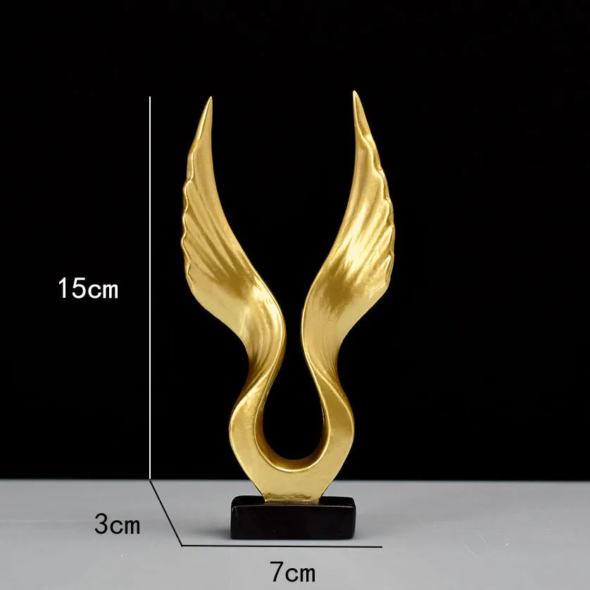 Mini resin wing ornament in Dapeng or angel style with golden, gold silver, white, or black finish