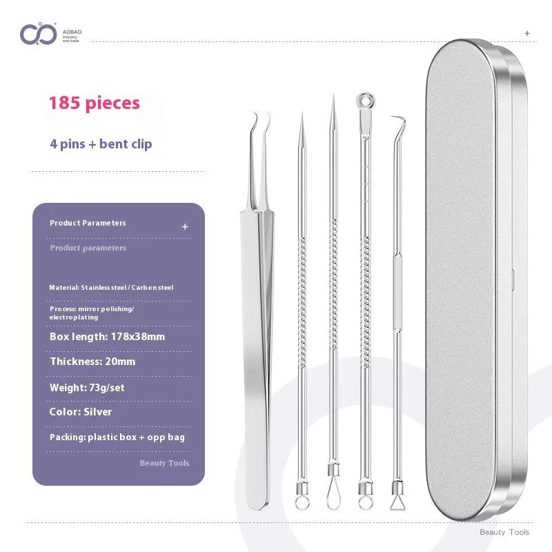 4-piece metal acne needle set with ultra fine pointed tips for precise skincare application