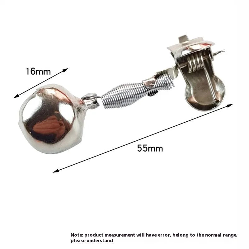 Rivet Fishing Gear metal bell alarm bite indicator for fishing rod tip, single and double rivet options, 55 x 16mm and 50 x 32mm