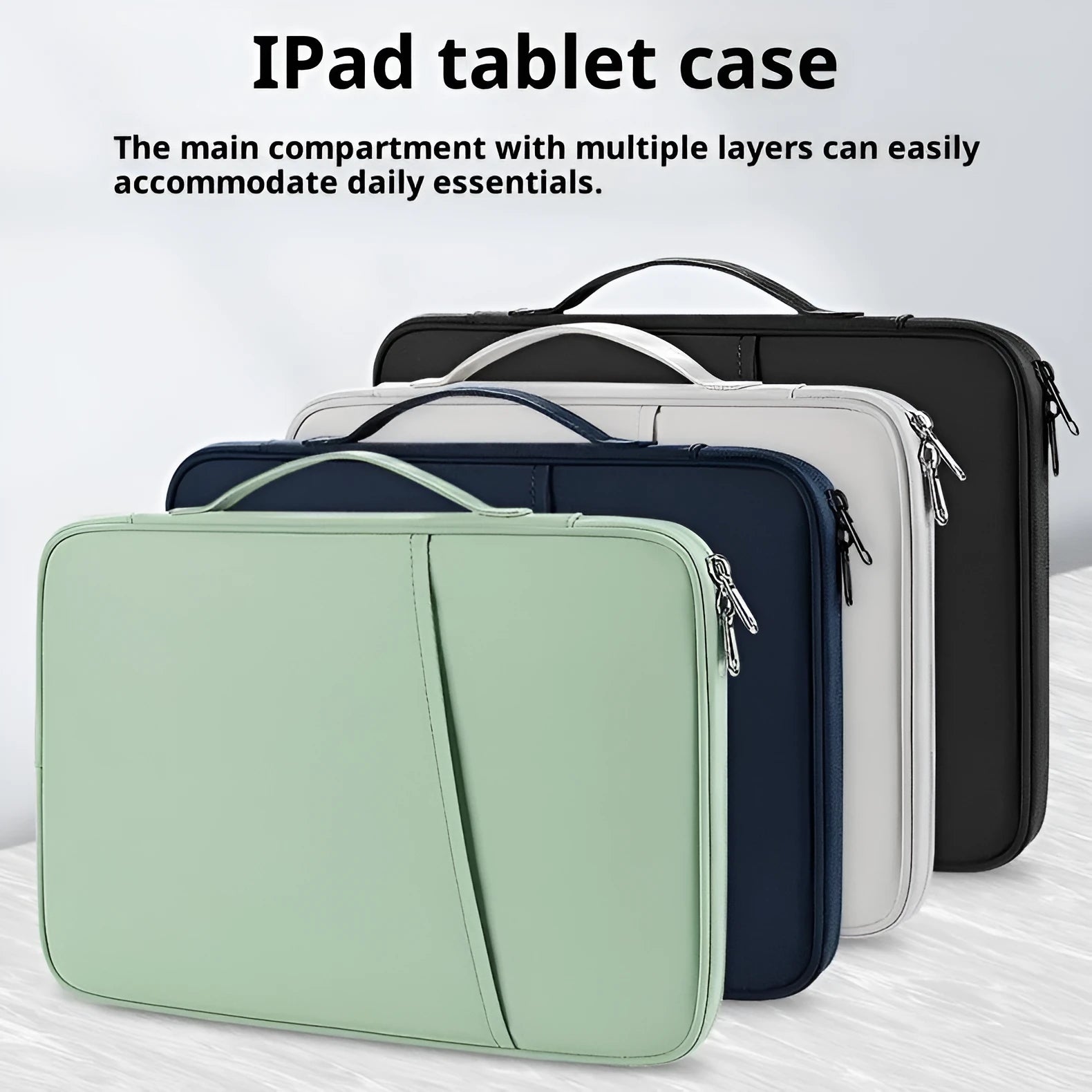 Nylon tablet bag waterproof wear-resistant anti-theft chain detail solid colour black blue gray green pink purple white