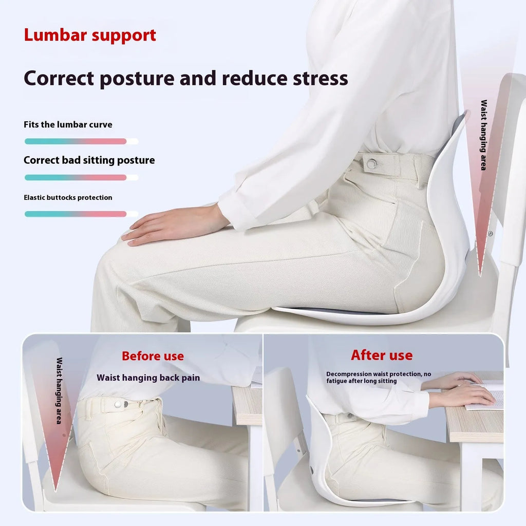 Japanese-style grey lumbar support cushion for office chair with sponge filling