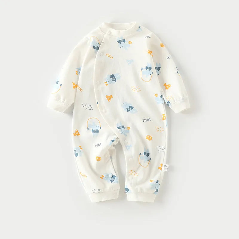 Cotton long-climb baby onesie in a neutral colour, suitable for newborns.