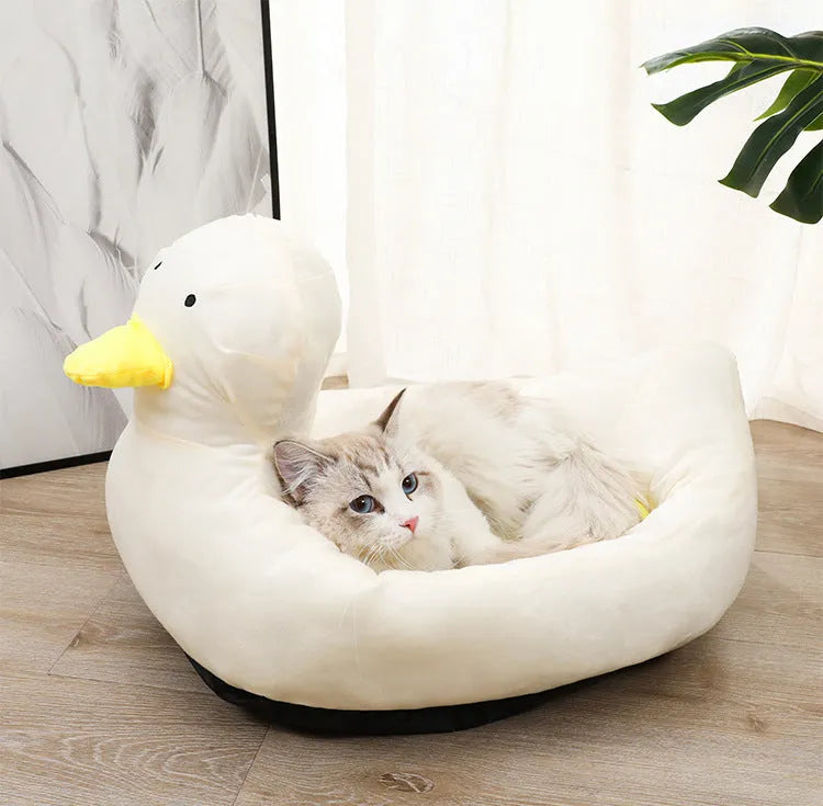 Duck-shaped pet bed sofa in soft polyester for small dogs and cats