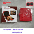 Red silicone handbag-shaped baking tray with matching heat-resistant gloves