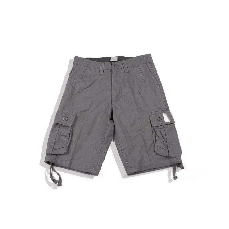 Retro Japanese casual trousers in army green with double-layer waistband and zip placket